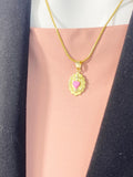 Sacred Holy Heart Necklace, Gold Sacred Heart Pendant on Snake Chain, N7296