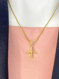 Airplane Pendant Necklace, Gold Plane Charm on 304 Stainless Steel Snake Chain, N7297