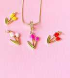 Tulip Flower Pendant Necklace, Floral Jewelry, N7301