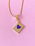 Blue Heart Rectangle Pendant Necklace, N7307