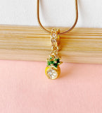 Pineapple Pendant Necklace, Gold Fruit Charm on 304 Stainless Steel Chain, N7309