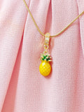 Pineapple Pendant Necklace, Gold Fruit Charm on 304 Stainless Steel Chain, N7309