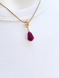 Red Pomegranate Seed Pendant Necklace, Gold Imitation Food Charm on Snake Chain N7311