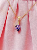 Mulberry Pendant Necklace, Gold Purple Fruit Charm on Snake Chain, N7312