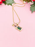 Gemstone Bottle Pendant Necklace, Gold Colorful Charm on Snake Chain, N7315