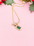 Gemstone Bottle Pendant Necklace, Gold Colorful Charm on Snake Chain, N7315