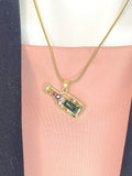 Gemstone Bottle Pendant Necklace, Gold Colorful Charm on Snake Chain, N7315