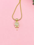 Lollipop Pendant Necklace, Gold Candy Charm with Cubic Zirconia Center on Snake Chain, N7316