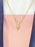 Lollipop Pendant Necklace, Gold Candy Charm with Cubic Zirconia Center on Snake Chain, N7316