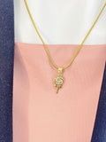 Lollipop Pendant Necklace, Gold Candy Charm with Cubic Zirconia Center on Snake Chain, N7316