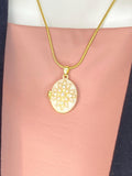 Gold Pearl Starburst Oval Locket Necklace, N7320