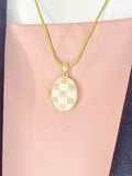 Gold Flower Oval Locket Necklace, N7321