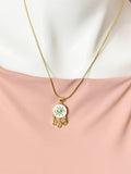 18K Gold Plated Evil Eye Dreamcatcher Cubic Zirconia Pendant Necklace, 6834
