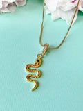 18K Gold Plated Snake Pendant Necklace, Gold Green Eye Cubic Zirconia Pendants, 7353