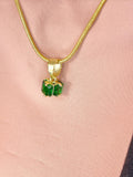 18K Gold Plated Present Box Pendant Necklace, Gold Green Cubic Zirconia Pendants, 7354