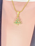18K Gold Plated Christmas Tree Pendant Necklace, 7357