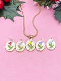 Gold Flower Pendant Necklace, 7363