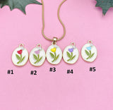 Gold Flower Pendant Necklace, 7363