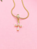 Cross Pendant Necklace, Gold Cubic Zirconia Pendants, 7364