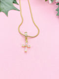 Cross Pendant Necklace, Gold Cubic Zirconia Pendants, 7364