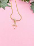 Cross Pendant Necklace, Gold Cubic Zirconia Pendants, 7364