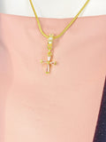 Cross Pendant Necklace, Gold Cubic Zirconia Pendants, 7364