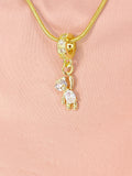 Tiny Bear Necklace, Gold Cubic Zirconia Pendants, 7365