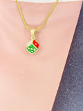 Gold Dice Necklace, 7369