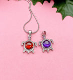 Silver Tortoise Turtle Pendant Necklace, 7378