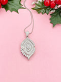 Silver Eye Cubic Zirconia Pendants Necklace, 7389