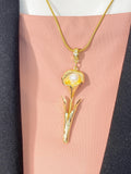 Gold Calla Lily Flower Pearl Pendant Necklace, 7393