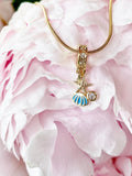 Gold Starfish with Scallop Beach Lover Necklace, 7394