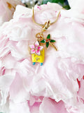 Gold Flower Luggage Coconut Tree Travel Pendant Necklace, 7396