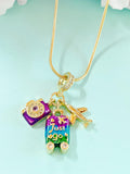 Gold Camera Luggage Airplane Travel Pendant Necklace, 7397