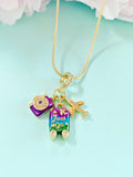 Gold Camera Luggage Airplane Travel Pendant Necklace, 7397