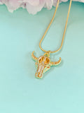 Gold Cow Pendant Necklace, 7398