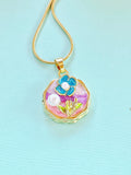 Gold Flower Pearl Pendant Necklace, 7399