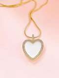 Gold Heart Cubic Zirconia Pendant Necklace, 7402