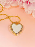 Gold Heart Cubic Zirconia Pendant Necklace, 7402