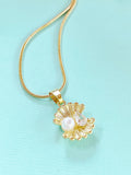 Gold Shell Pearl Pendant Necklace, 7404