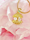 Gold Shell Pearl Pendant Necklace, 7404