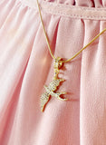 Gold Swallow Bird Pendant Necklace, 7408