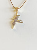 Gold Swallow Bird Pendant Necklace, 7408