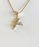 Gold Swallow Bird Pendant Necklace, 7408