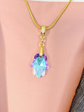 Gold Hamsa Hand Pendant Necklace, 7409