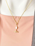 Gold Pearl Tail Charm Necklace, Mermail Whale Tail Beach Ocean Wedding Jewelry, N7324