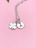 Silver Clover Charm Necklace, Luck New Beginning Jewelry Gift, N7327