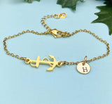 Anchor Gold Bracelet – Dainty Nautical Charm Bracelet Ocean Lover Gift Jewelry, N6906