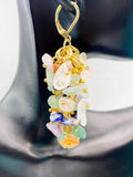 Gold Natural Gemstone Charm Earrings, E7337