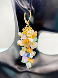 Gold Natural Gemstone Charm Earrings, E7337